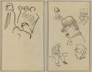 Katonák; Négy katona és egy ülő alak [verso] alkotó: Paul Gauguin