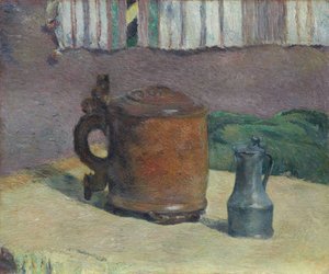 Csendélet: Wood Tankard és fémkancsó, 1880. alkotó: Paul Gauguin