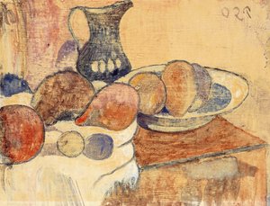 Csendélet kancsóval és gyümölccsel; Csendélet kancsóval és gyümölccsel, 1899 körül alkotó: Paul Gauguin