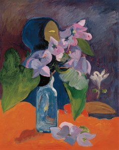 Csendélet virágokkal és bálványokkal. 1892 körül alkotó: Paul Gauguin