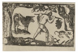 Tahiti banánhordozó, a Late of Late Wood-Block Prints sorozatból alkotó: Paul Gauguin