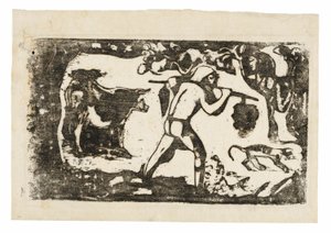 Tahiti banánhordozó, a Late of Late Wood-Block Prints sorozatból alkotó: Paul Gauguin