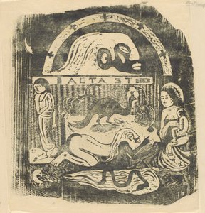 Te Atua The Gods Small Plate [recto], 1895-ben vagy utána. alkotó: Paul Gauguin