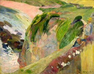 A Flageolet játékos a sziklán alkotó: Paul Gauguin