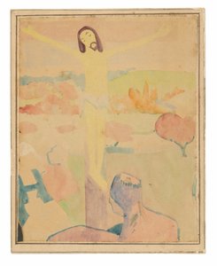 A Sárga Krisztus (recto), Patakparton fürdőző nő alkotó: Paul Gauguin