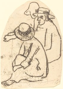Három tahiti (A jótékonyság nővére című tanulmány) alkotó: Paul Gauguin