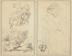 Fák; Vázlat a Breton Boyról [verso] alkotó: Paul Gauguin