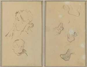 Két fej; Birkák tanulmányozása [recto] alkotó: Paul Gauguin