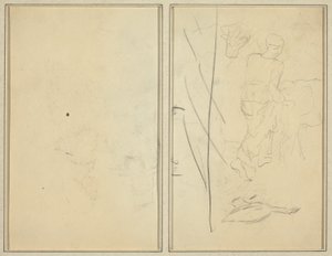 Nő tehénnel és libával; Ellenálló [verso] alkotó: Paul Gauguin
