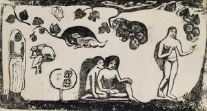 Nők, állatok és lombozat; Nők, állatok és levelek, 1895-1903 alkotó: Paul Gauguin