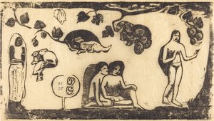 Nők, állatok és lombozat Nők, állatok és lombozat, 1895-ben vagy azt követően. alkotó: Paul Gauguin