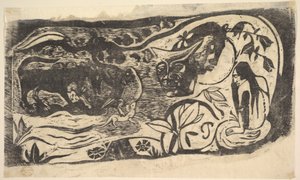 Szarvas fejű fametszet, 1898-99. alkotó: Paul Gauguin