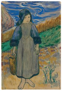Fiatal breton lány a tenger mellett; Fiatal breton lány a tenger mellett, 1889 alkotó: Paul Gauguin