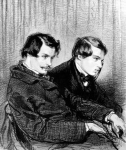 Goncourt testvérek - Edmond de Goncourt (1822-1886) és Jules de Goncourt (1830-1870) egy dobozban a színházban