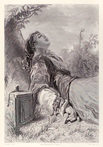 Gulliver és Glumdalclitch, a Gullivers Travels francia kiadásából, Jonathan Swifttől
