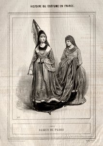 A jelmez története Franciaországban: Ladies of Paris, 1843. alkotó: Paul Gavarni