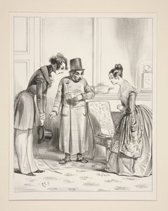BEMUTATÁS. ...Henriette, ő Prosper de Peytel úr, az egyik új ügyfelem (sic)... alkotó: Paul Gavarni