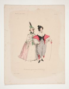 EREDETI TRAVESTISSEMENS (sic) az 1834-es bálokhoz. Nos. 2. és 3. alkotó: Paul Gavarni
