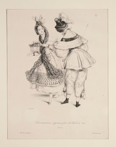 EREDETI TRAVESTISSEMENS (sic) az 1834-es bálokhoz. Nos. 3. és 4. alkotó: Paul Gavarni