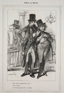 Tegnap este a... nevet kaptad, a Paris Le Matin című sorozatból, 1839. alkotó: Paul Gavarni