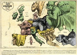 Európa drolatikus térképe 1870-re