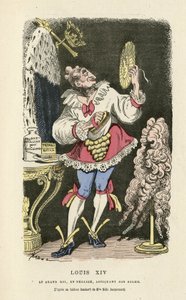 Hadol (1835-1875) illusztrációja a Histoire de France tintamarresque-ben, kb. 1880 - Smink, Régi rezsim, Nap, Paróka - XIV. Lajos