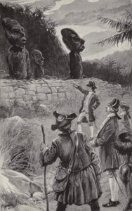 A szobrok vizsgálata a Húsvét-szigeten (litho) alkotó: Paul Hardy