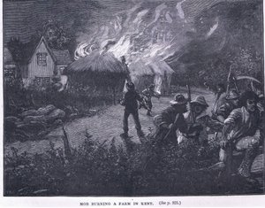 A csőcselék felgyújtott egy farmot Kentben 1830-ban alkotó: Paul Hardy