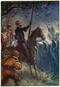 Ezután a ruhás alak felállt, illusztrációja a „Don Quijote kalandjai” című művéből, amelyet G. Bell und Sons, Ltd. adott ki, 1911 alkotó: Paul Hardy