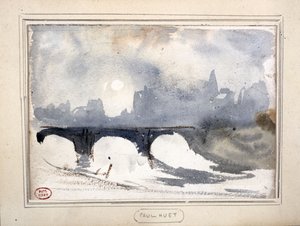 Téli délelőtt a Pont Neuf közelében alkotó: Paul Huet