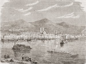 Montreal az 1860-as években, metszett Auguste Trichon (szül. 1814) alkotó: Paul Huet
