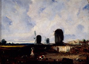Windmills on the plains of Montrouge, c.1820 (oil on canvas) alkotó: Paul Huet