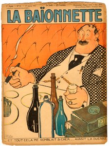 A „La Baionnette” címlapja, színekben szatirikus alkotó: Paul Iribe