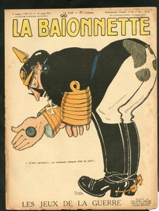 A „La Baionnette” címlapja, színekben szatirikus alkotó: Paul Iribe