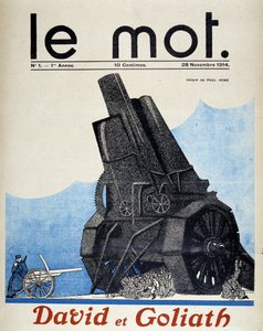 Dávid és Góliát: összehasonlítás a francia és a német tüzérség között – Paul Iribe, 1914.11.28. „Le Mot” alkotó: Paul Iribe