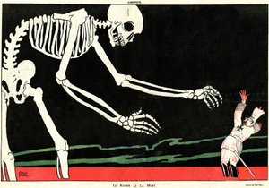A Kaiser és a halál, a Kamerad!-ból, a „La Baionnette” különkiadása, 18. sz., 1915. november 4. (színes litó) alkotó: Paul Iribe