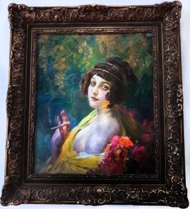 Nő antik fejdísszel alkotó: Paul Jean Gervais