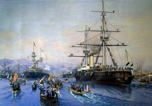 Az orosz század érkezése Toulonba alkotó: Paul Jobert