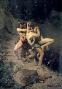 „Egy nemi erőszak a kőkorszakban”, 1888 alkotó: Paul Joseph Jamin