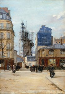 Bartholdi Szabadság-szobra a Gadget, Gauhier és Cie. műhelyében a Rue...-n, 1884.