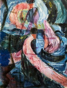 Vízesés alatti építkezés, átkelő alkotó: Paul Klee