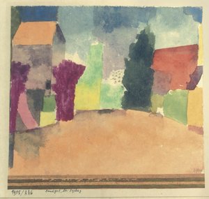 Landgut bei Fryburg tájház Fribourg közelében, 1915. alkotó: Paul Klee