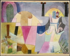 Táj fekete oszlopokkal. 1919 alkotó: Paul Klee