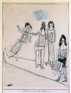 Jelenet lányokkal (Rajz, XX. század) alkotó: Paul Klee