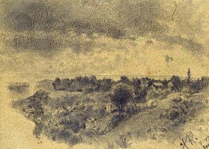 Cím nélkül (Berne, kilátás a Rosengartenre) 1897 (ceruza és ecset papíron) alkotó: Paul Klee
