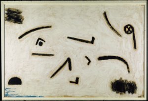 Cím nélkül (jelek fekete alapon), C.1940 (szín és ragasztó papíron) alkotó: Paul Klee