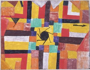 A forgó fekete nappal és a nyíllal, 1919. alkotó: Paul Klee