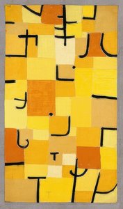 Karakterek sárga színben. 1937 alkotó: Paul Klee