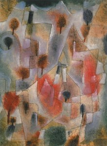 táj kék és piros fákkal, 1920. alkotó: Paul Klee