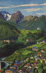 Svájci gyógyfürdők: Tarasp, Schuls, Vulpera (színes litho) alkotó: Paul Kutscha